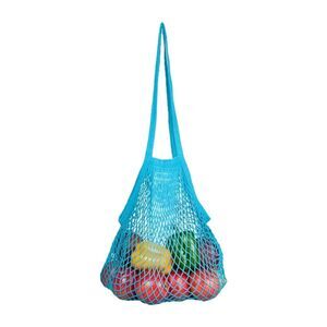 NWT Recycled Cotton Long Handle String Bag Blue Market Tote Packable